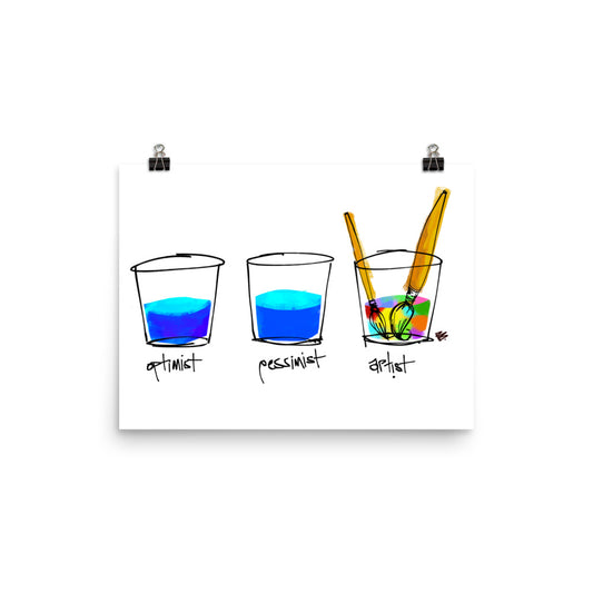 Optimist. Pessimist. Artist.  Illustration by pierre bennu