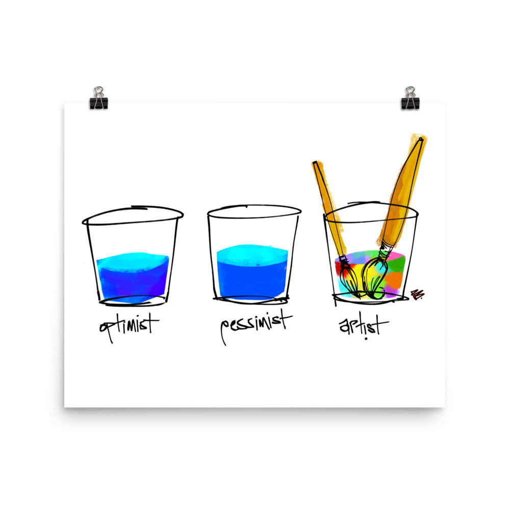 Optimist. Pessimist. Artist.  Illustration by pierre bennu