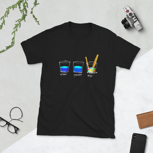 Optimist. Pessimist. Artist. Short-Sleeve Unisex T-Shirt Illustration by pierre bennu