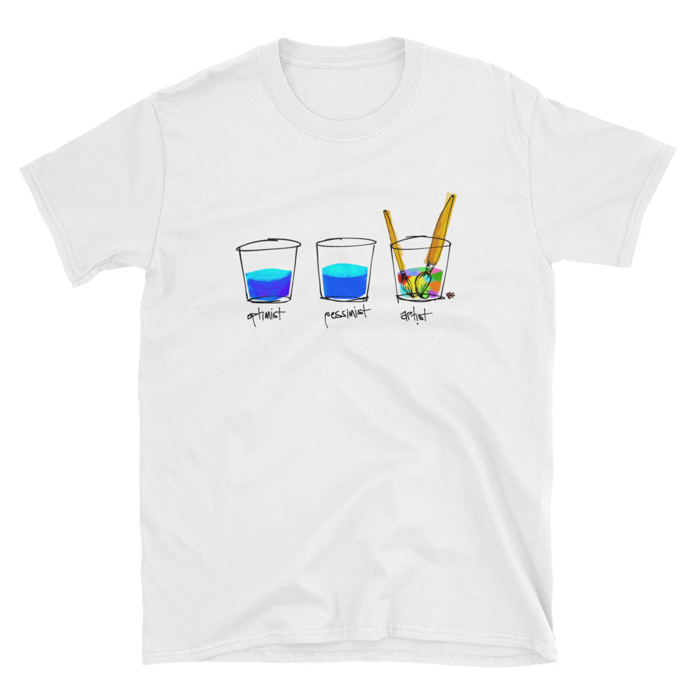 Optimist. Pessimist. Artist. Short-Sleeve Unisex T-Shirt Illustration by pierre bennu