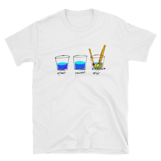 Optimist. Pessimist. Artist. Short-Sleeve Unisex T-Shirt Illustration by pierre bennu