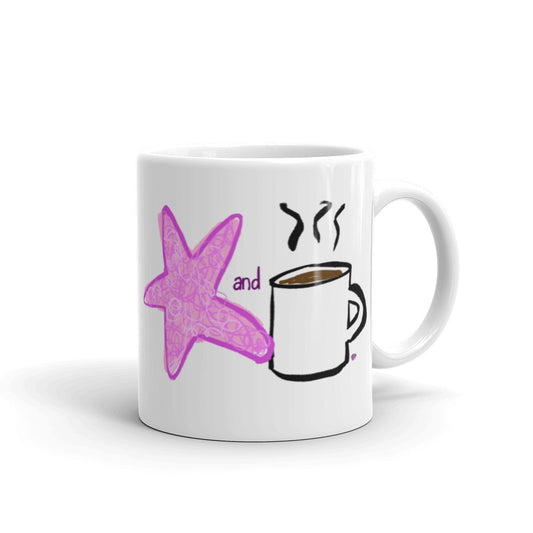 Starfish & Coffee White glossy mug
