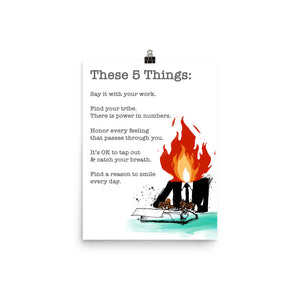"These 5 Things" 12x16 affirmation poster by pierre bennu