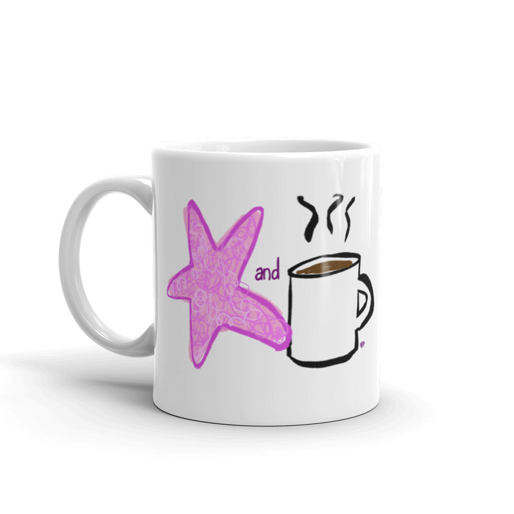 Starfish & Coffee White glossy mug